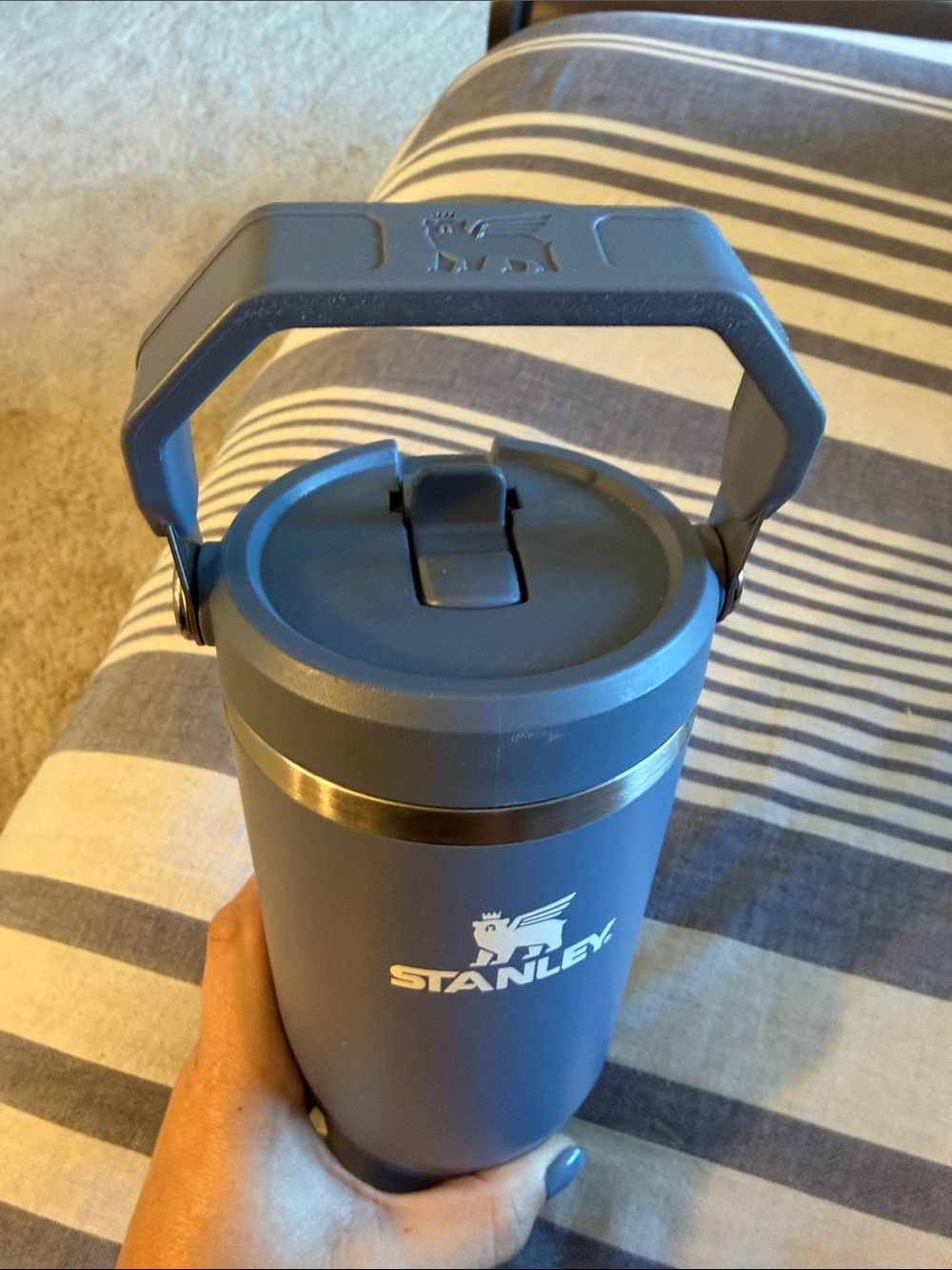 30 oz Stanley Blue Insulated Travel Bottle with Handle - Picture 2 of 6